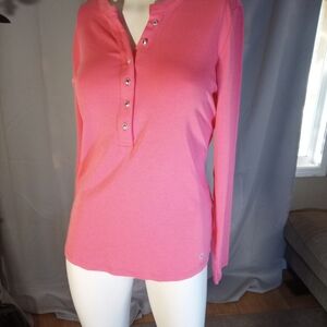 Calvin Klein Pink Long Sleeve Fitted Button Down Shirt